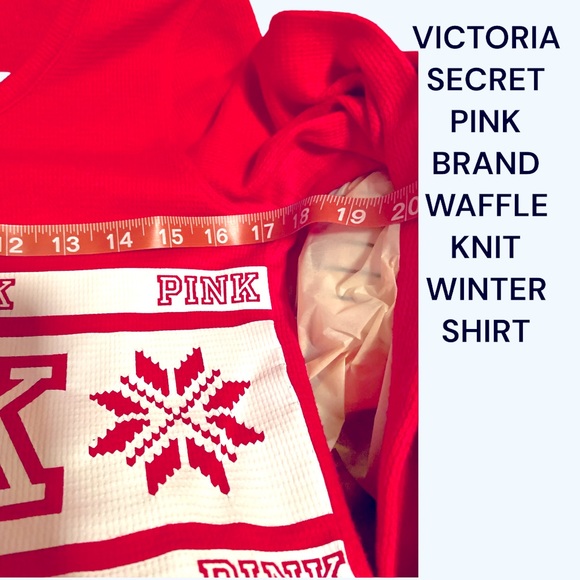 VICTORIA’S SECRET PINK WAFFLE KNIT TOP SZ XS, OVERSIZED, P/P-18/19”, Length 26” - Picture 15 of 15